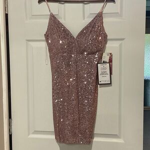 Emerald Sundae Glittering Pink Mini Dress